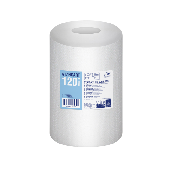 Roku dvieļi Grite Standart 120 Coreless, balināti, 1-kārt., 12gb, Ø13.5