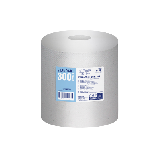 Roku dvieļi Grite Standart Maxi 300 Coreless, balināti, 1-kārt., 6gab, Ø18.5