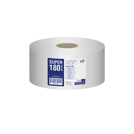 Tualetes papīrs GRITE Super 180, balts, 2-kārt., 12gab, Ø18