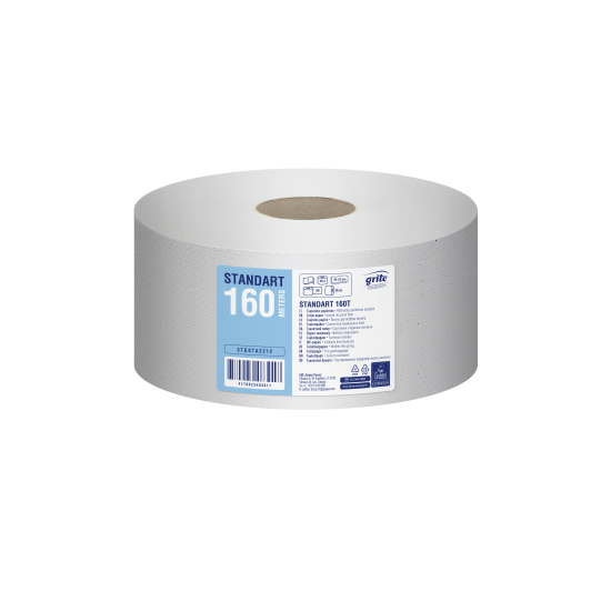 Tualetes papīrs GRITE Standart 160, balināts, 2-kārt., 12gab, Ø18