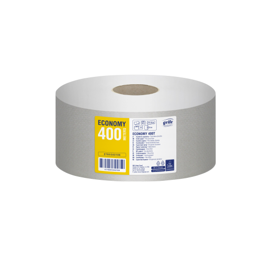 Туалетная бумага GRITE Economy Maxi 400, серая, 1-слойнaя, 6шт, Ø25