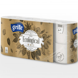 Туалетная бумага GRITE Ecological 8, серая, 3-x слойная, 8×7=56шт, Ø11.2