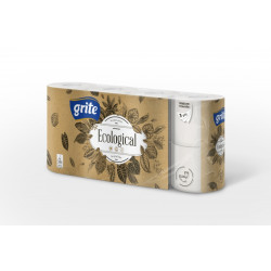 Tualetes papīrs GRITE Ecological 8, pelēks, 3-kārt., 8×7=56gab, Ø11.2