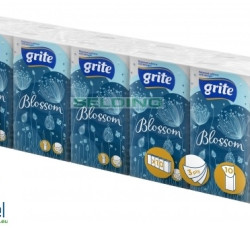Бумажные  носовые платки Grite BLOSOOM, 3-х слойные, 10 пачек (10)