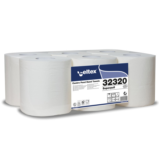 Полотенца для рук Celtex SUPERPULL Maxi 160, белые, 2-слойные, 6шт, Ø20