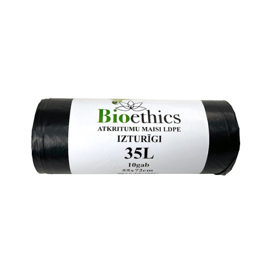 Atkritumu maisi BIOETHICS LDPE, melni, 35L/10gab/30mkr (0,22kg) (30)