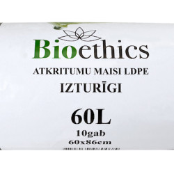 Atkritumu maisi BIOETHICS LDPE, melni, 60L/10gab/30mkr (0,28kg) (20)