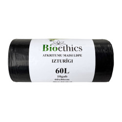 Atkritumu maisi BIOETHICS LDPE, melni, 60L/10gab/30mkr (0,28kg) (20)