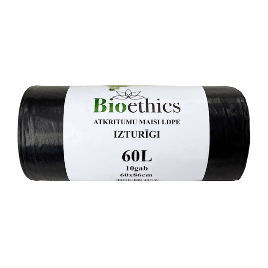Atkritumu maisi BIOETHICS LDPE, melni, 60L/10gab/30mkr (0,28kg) (20)