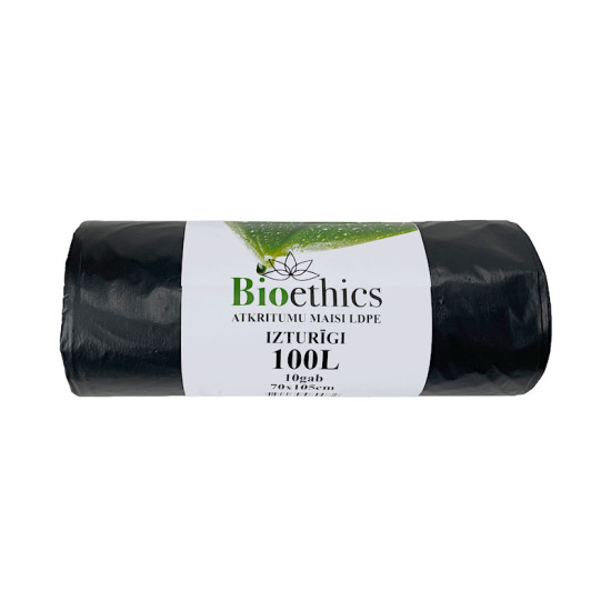 Atkritumu maisi BIOETHICS LDPE, melni, 100L/10gab/30mkr (0,41kg) (20)