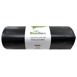 PLATIE atkritumu maisi BIOETHICS ĪPAŠI Izturīgi LDPE, melni, 200L/10gab/55mkr (1,09kg) (10)