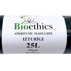 Atkritumu maisi BIOETHICS LDPE, melni, 25L/15gab/30mkr (0,24kg)  (30)