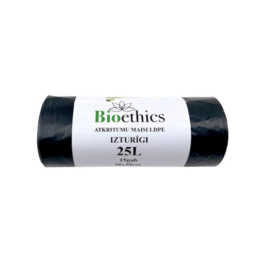 Atkritumu maisi BIOETHICS LDPE, melni, 25L/15gab/30mkr (0,24kg)  (30)
