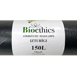 Atkritumu maisi BOIETHICS LDPE, melni, 150L/10gab/35mkr  (0,56kg)  (15)