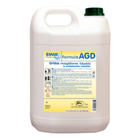 Grīdu mazgāšanas līdzeklis ar antibakteriālu iedarbību EWOL Formula AGD, 5L