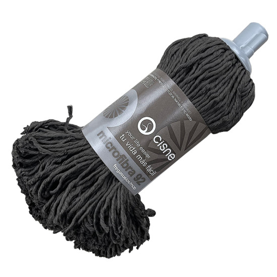 Mops mikrošķiedras ar bārkstīm CISNE Microfibra 92, vītnes stiprinājums, melns, 150g (24)