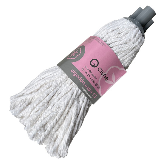 Mops kokvilnas ar bārkstīm CISNE Extra 13, vītnes stiprinājums, balts, 275g (48)