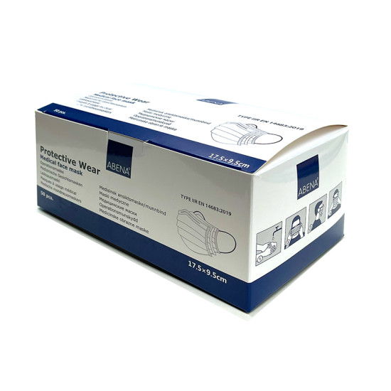 Sejas medicīniskās maskas IIR vienreizlietojamas ar gumijām ABENA, 50gab (20)
