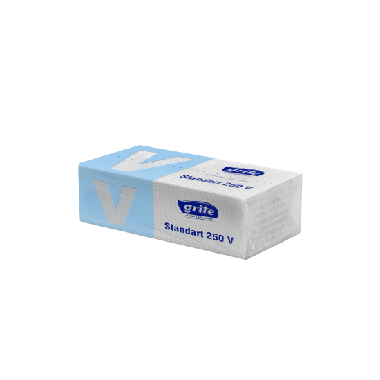 Салфетки для рук GRITE Standart 250 V 25x23см, отбеленные, 1 слойные, 20x250шт (широкие 11,5см)