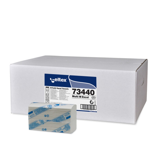 Roku salvetes CELTEX Multi M Excel 21.5x36cm, baltas, 3-kārt., 18x100gab (šaurās 9cm)
