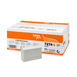Roku salvetes SAVE Plus V Fold 21x25cm, baltas, 2-kārt., 15x200gab (platās 10.5cm)