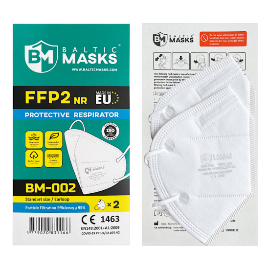 Respiratori FFP2 BM-002, 4-slāņi, salokāmi, 2gab (270)