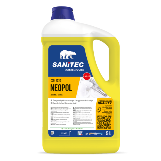 Средство для мытья посуды концентрированное Sanitec NEOPOL Citrus, 5л (2)