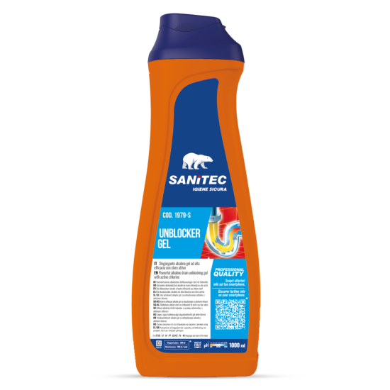 Kanalizācijas cauruļu tīrīšanas līdzeklis Sanitec UNBLOCKER GEL, 1L (6)