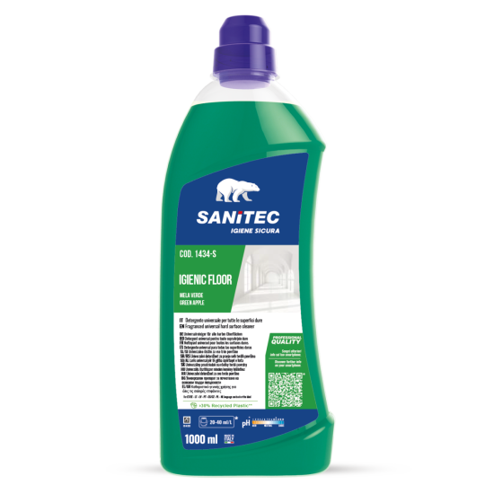 Universāls grīdu tīrīšanas līdzeklis Sanitec IGIENIC FLOOR Green Apple, 1L (6)