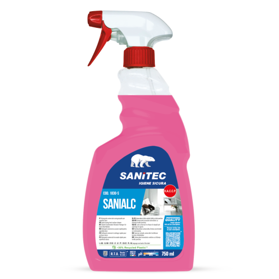 Universāls tīrīšanas līdzeklis uz spirta bāzes Sanitec SANIALC, 750ml (6)