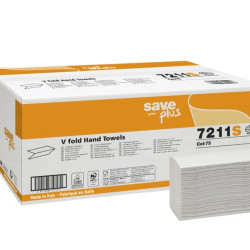 Roku salvetes SAVE Plus V Fold 21.5x18cm, baltas, 2-kārt., 18x175gab (šaurās 9cm)