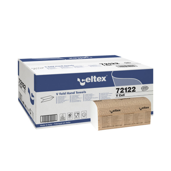 Roku salvetes CELTEX V Cell 25x21cm, baltas, 2-kārt., 15x210gab (platās 10.5cm)