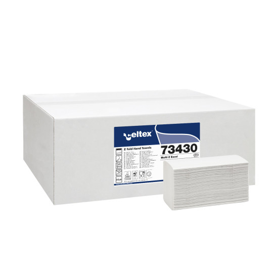 Roku salvetes CELTEX Multi Z Excel 21.5x27cm, baltas, 3-kārt., 18x130gab (šaurās 9cm)