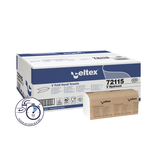 Салфетки для рук CELTEX V Hydrosol 21.5x21см, белые, 3-х слойные, 15x170шт (широкие 10.5см)c72121