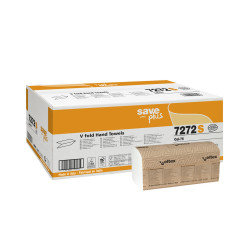 Салфетки для рук SAVE Plus V Fold 21.5x21см, белые, 2-х слойные, 15x200шт (широкие 10.5см)