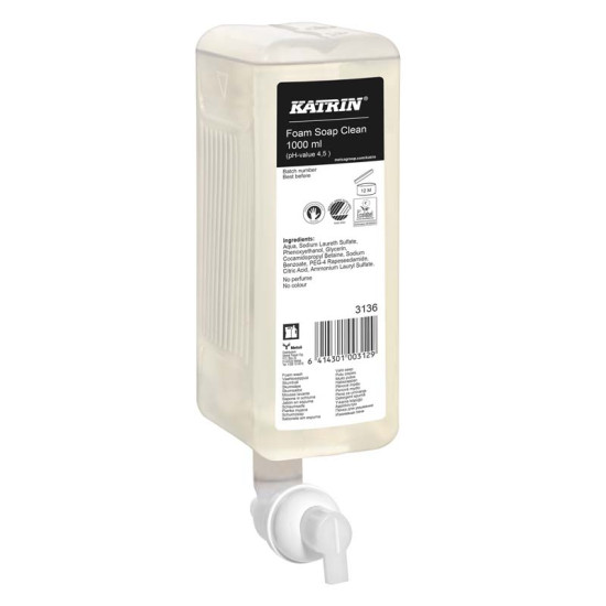 Šķidrās ziepes Katrin Clean Neutral ar pumpi, 6 gab/kastē, 1l