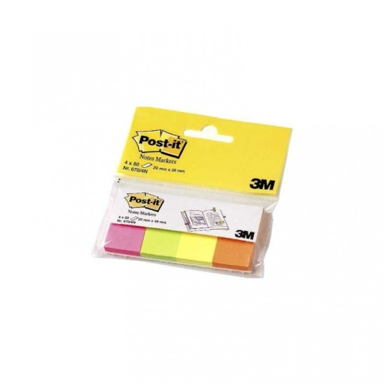 Индексные карточки 3M Post-it 4 цвета 20x38 мм