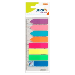 Закладки Stick'N "21346", Neon, Со встроенной линейкой