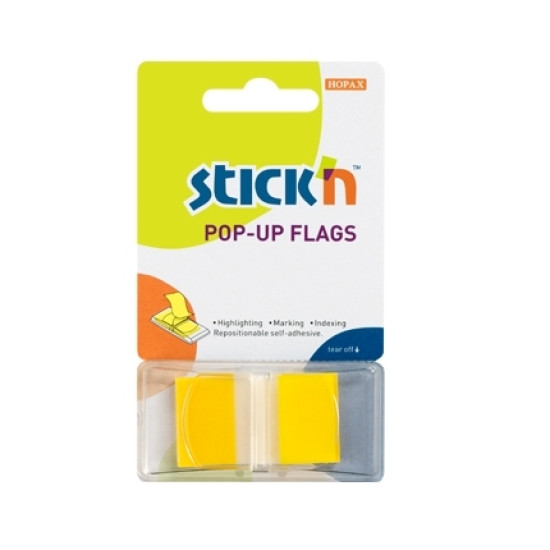 Закладки Stick'N "26022", Yellow, Многоразовые