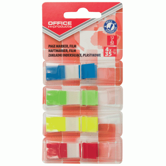 Indeksi-marķētāji OFFICE PRODUCTS 12x43mm, 4x35 krāsas