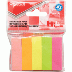 *Papīra indeksi Office Products 15x50mm, 5x100 neonkrāsas