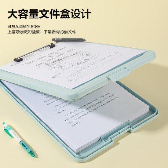 Planšete Deli TB403 A4, plastmasas, ar uzglabāšanas nodalījumu, asorti