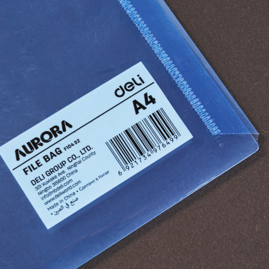 Папка Deli 10432 A4 прозрачная синяя