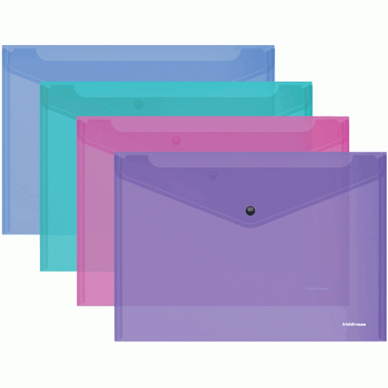 Конверт с кноп. А4 EK Glossy Vivid 50314 ассорти