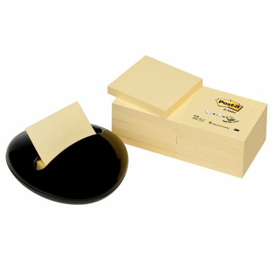 *Līmlapiņu turētājs 3M Post-it + 12x100 lapiņas, melns
