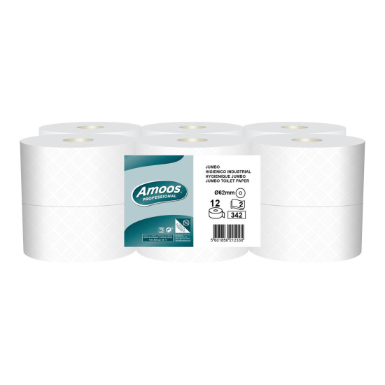Tualettpaber AMOOS  Professional 2-kihiline 342 lk, 62 m, 12 rl/pk