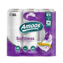Tualettpaber AMOOS 3-kihiline 250 lk 30 m, 18 rl/pk
