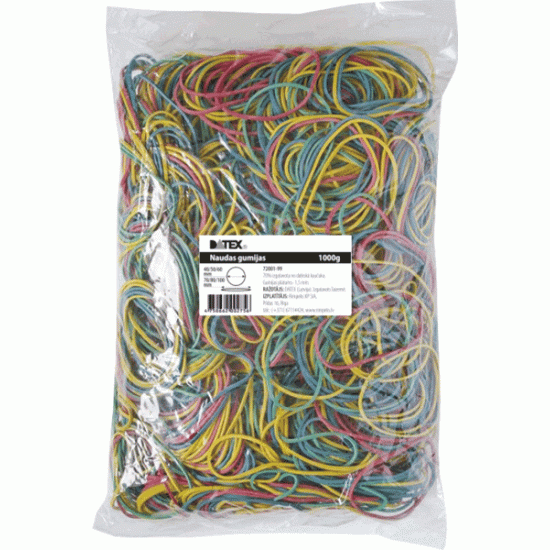 Naudas gumijas DATEX (D=40/50/60), 1000g, asorti krāsas