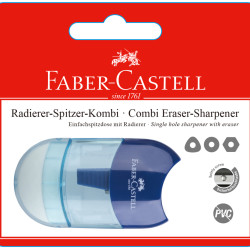 Zīmuļu asināmais ar dzēšgumiju Faber-Castell, 1 caurums, zils