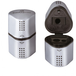 Zīmuļu asināmais ar konteineru 3 diametriem Faber-Castell Grip 2001, pelēks